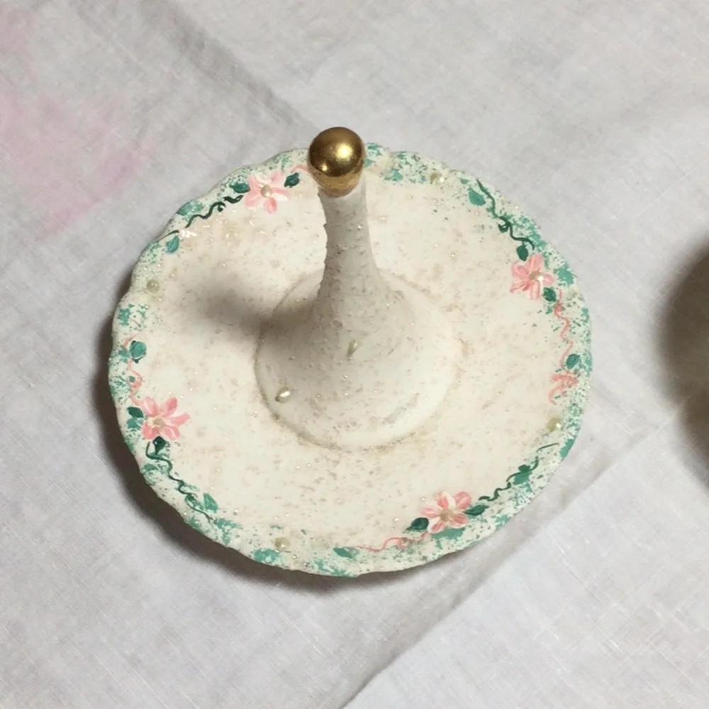 Matching Vintage Ring Holder and Trinket Box